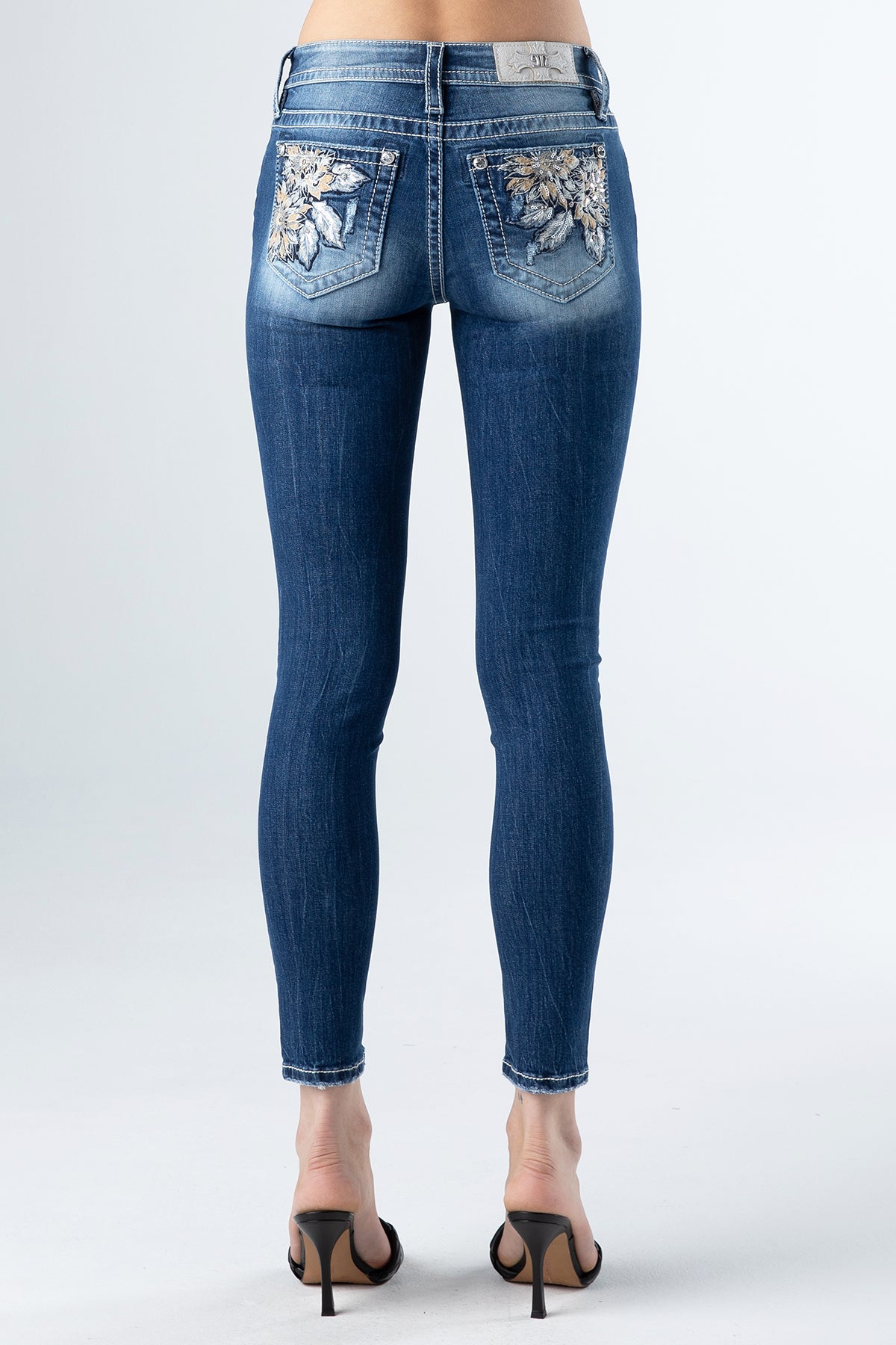 Coral Flower Leaves Jeans