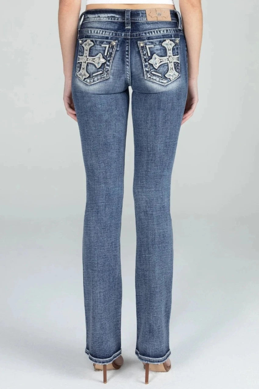 K1331 Aztec Cross Low Rise Bootcut Jeans