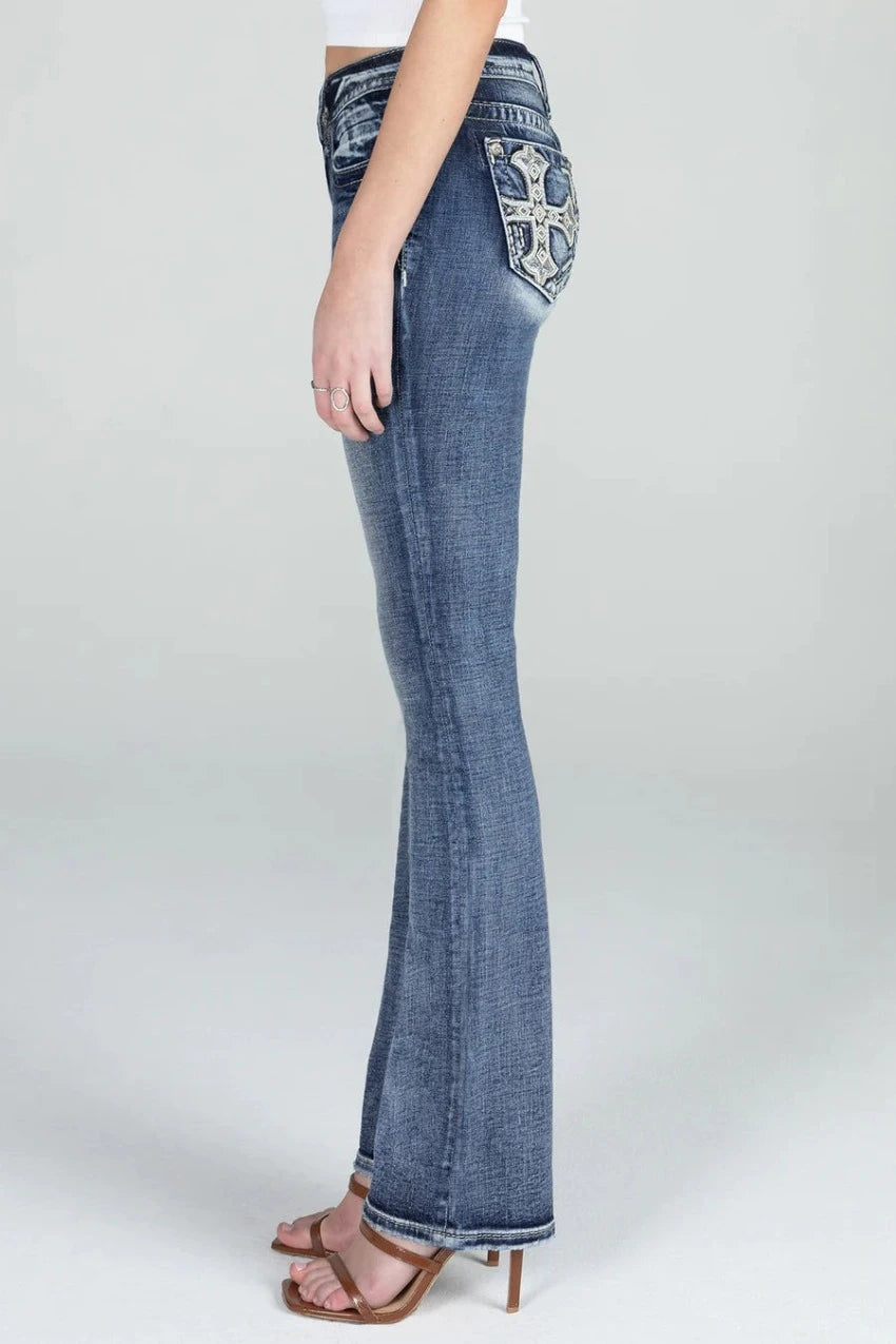 K1331 Aztec Cross Low Rise Bootcut Jeans