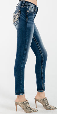 Feathery Wings Mid Rise Skinny K1214