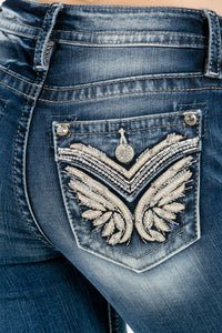 Feathery Wings Mid Rise Skinny K1214