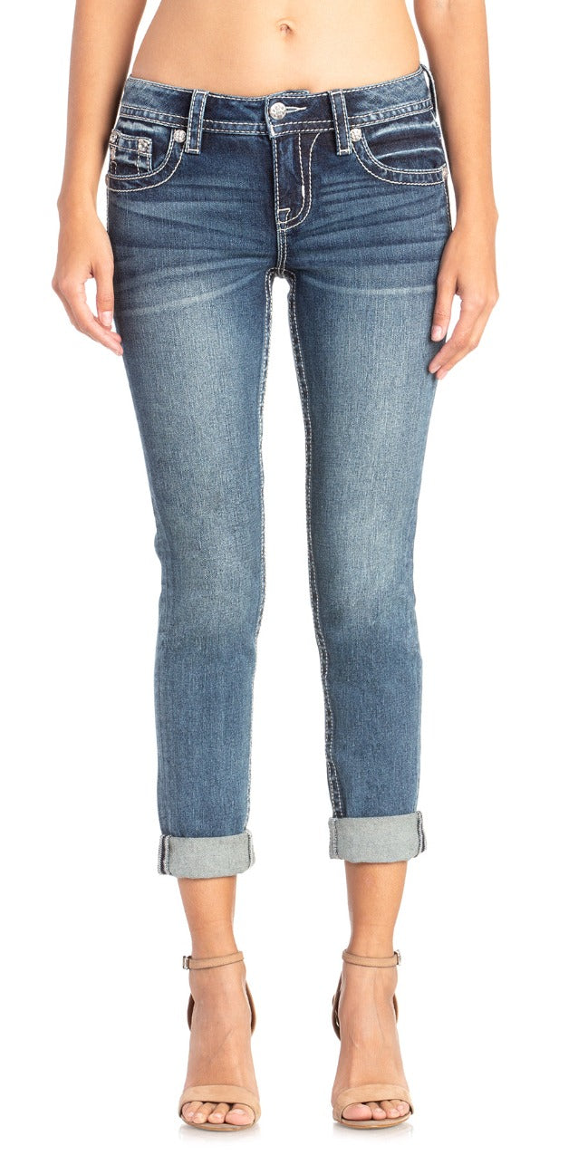 Eternal Glow Feather Capri Jeans K1046