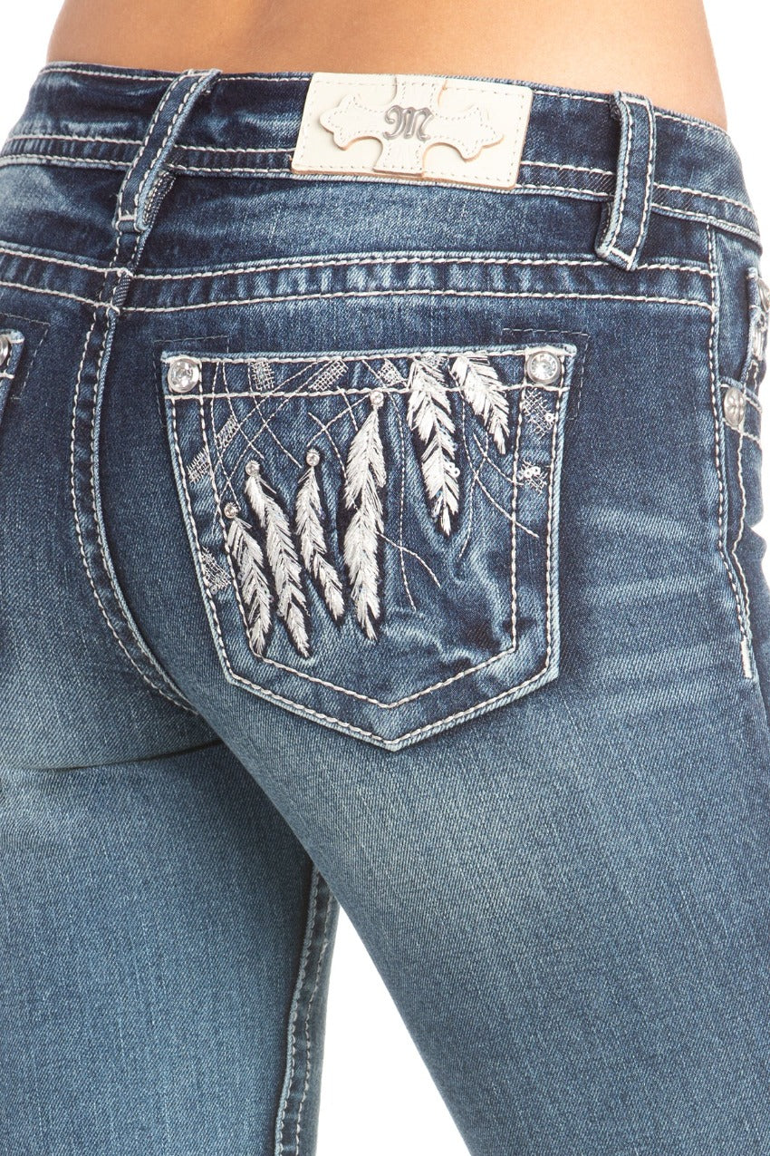 Eternal Glow Feather Capri Jeans K1046