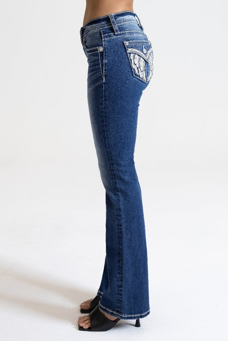 K1442 Mid Rise Bootcut Jeans