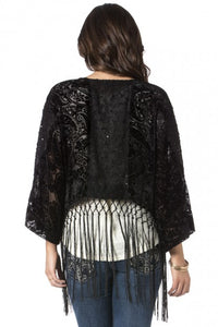 Kimono with velvet fringes