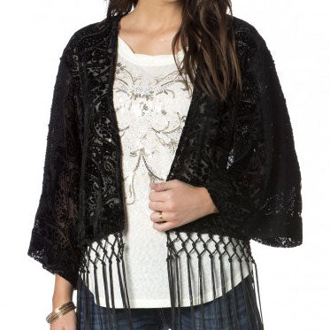 Kimono with velvet fringes