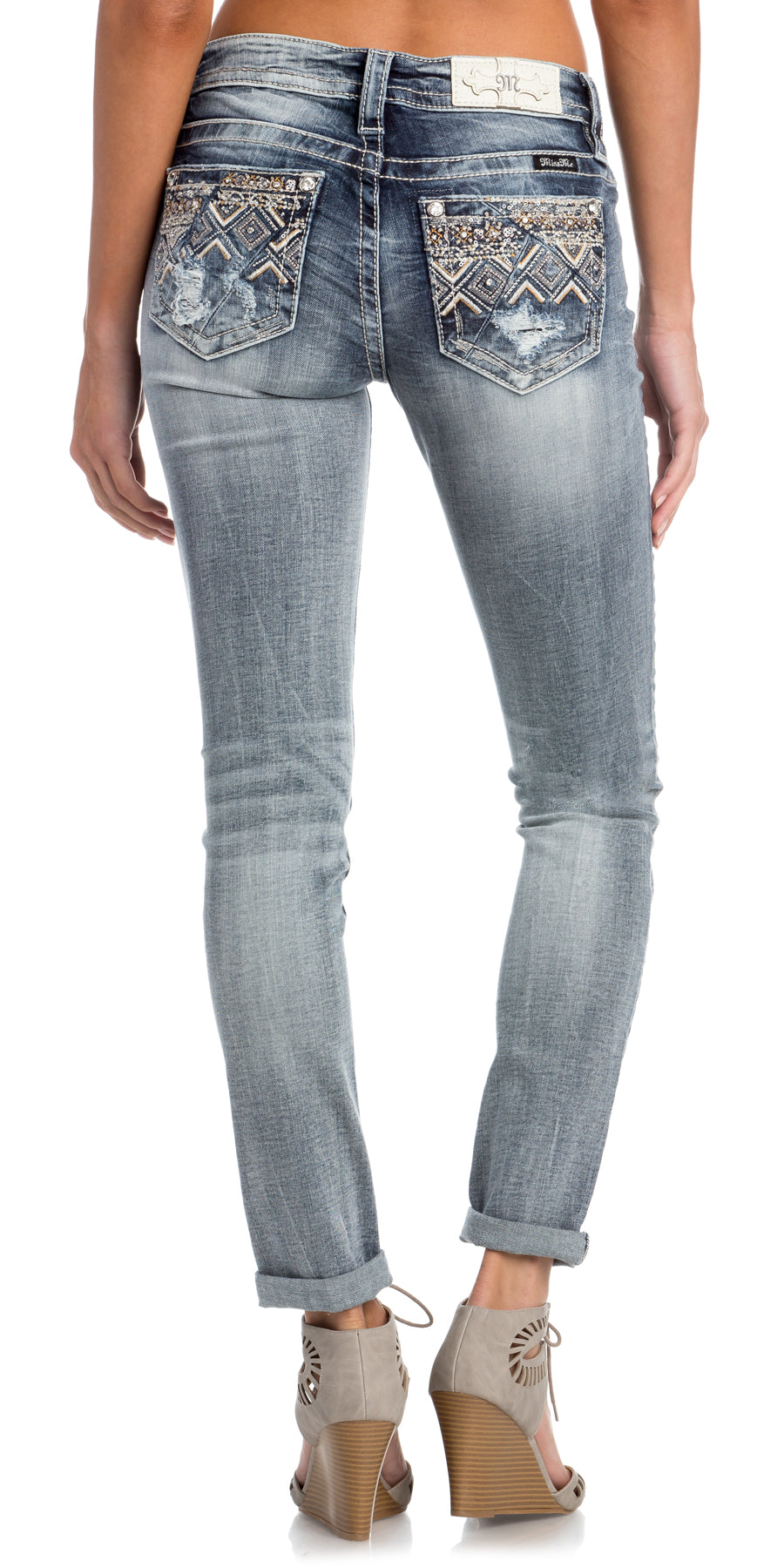 LT166 Cuffed Ankle Skinny Jeans